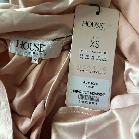 NWT House of CB Coco Drape Back Dress in Nude. Size XS. - Picture 6 of 7